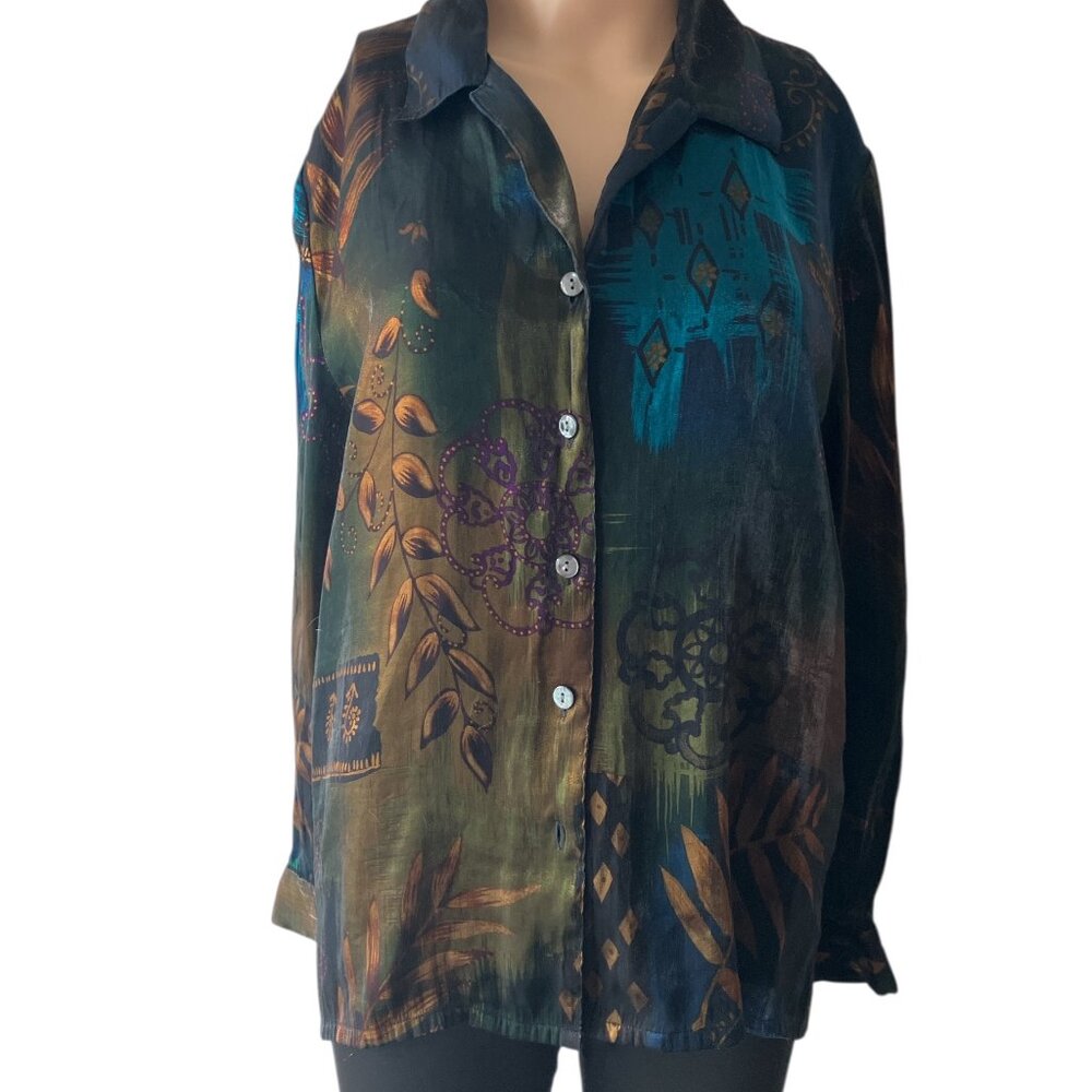 Alia Petites Monogram Size 12 Button Down Blouse